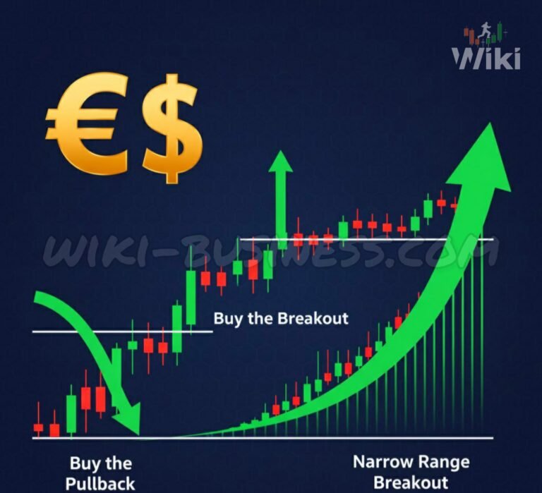 اكتشف 3 استراتيجيات بسيطة وفعالة لمتداولي اليورو . تعلم الشراء عند التراجع، تداول الاختراق، واستغلال أنماط النطاق الضيق.